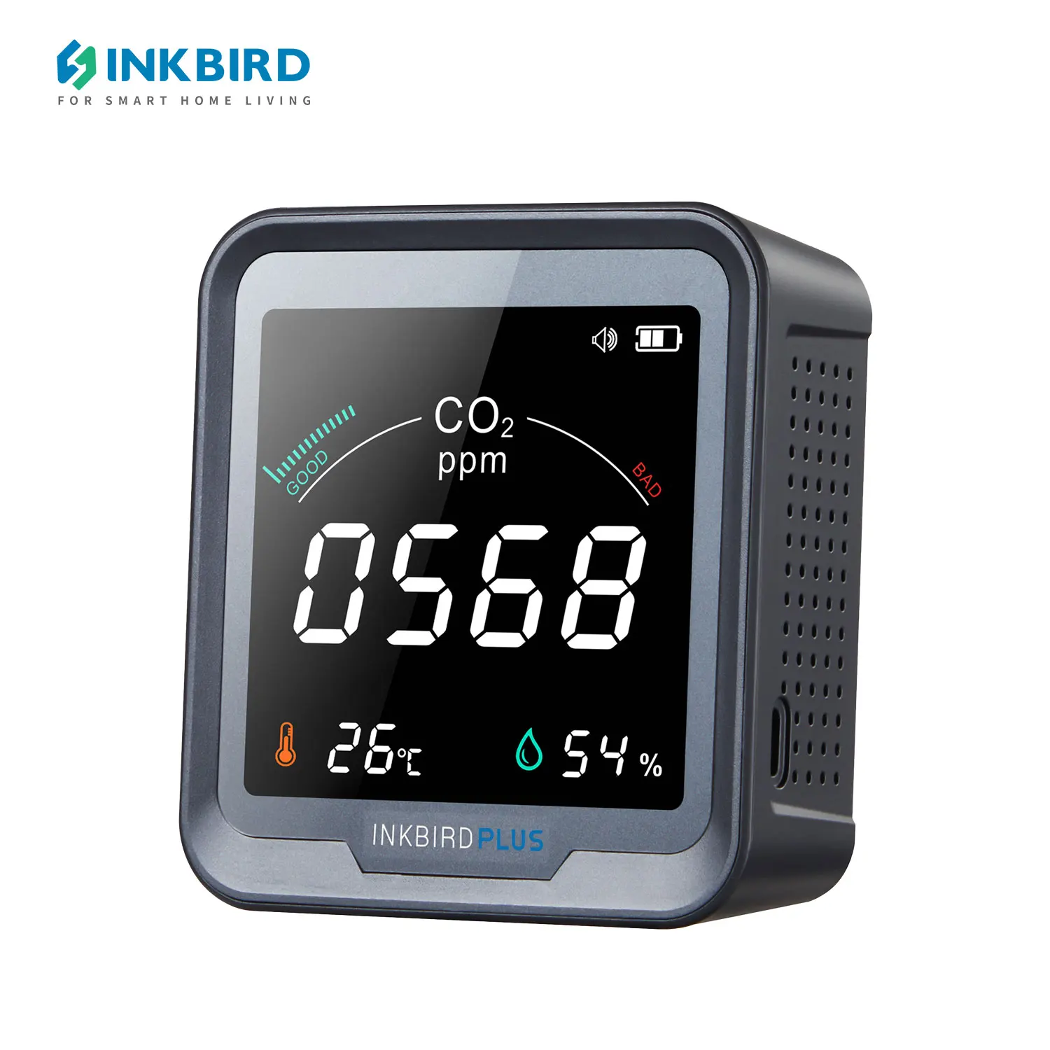 INKBIRD PTH-9C Carbon Dioxide Detector LCD Screen with Backlight Indoor Air Quality Monitor for Office,Bedroom,Cars,Grow Tents