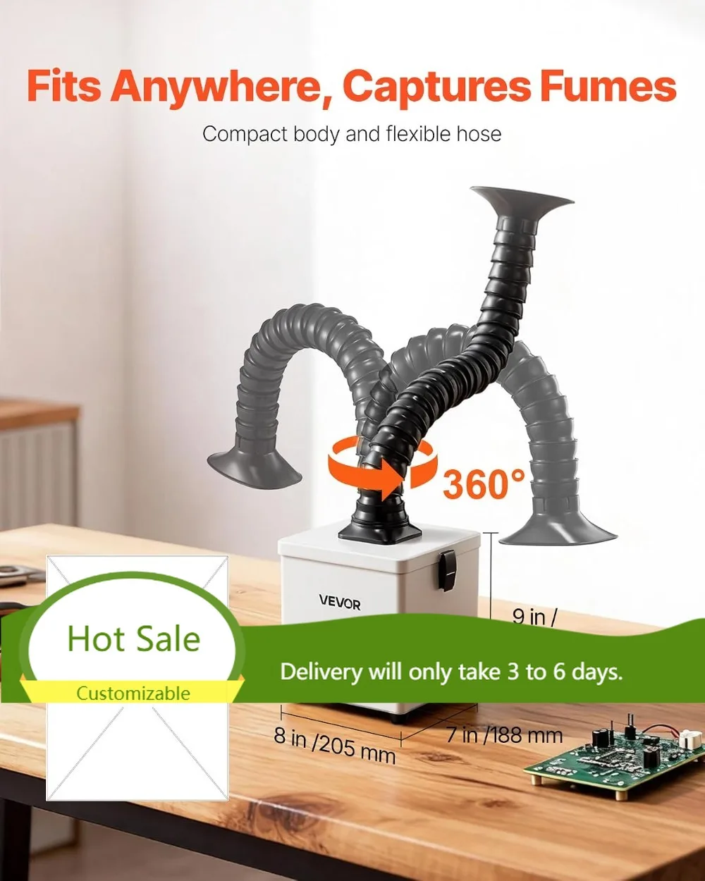 Solder Fume Extractor, 3-Stage Filter, 180 m³/h Suction, 3-Level Airflow, Desktop Smoke Absorber for Welding DIY