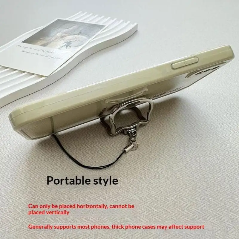 Cute Cat‑Shaped Alloy Phone Lanyard 2‑in‑1 Finger Ring Foldable Stand for Video Watching Daily Use & Travel view 3