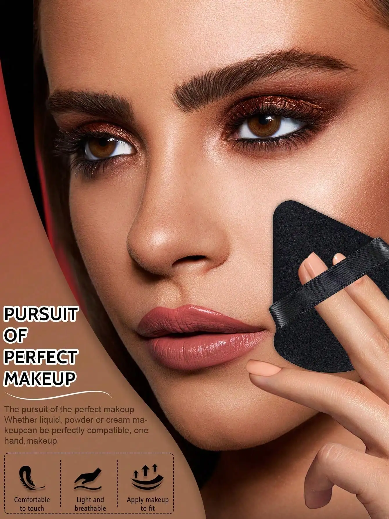 Sortierte schwarze Make-up-Puderquasten, dreieckige Fingerband-Puderquasten & tropfenförmige Schönheitsschwämme, Nass-Trocken-Kosmetikset – Detail 5