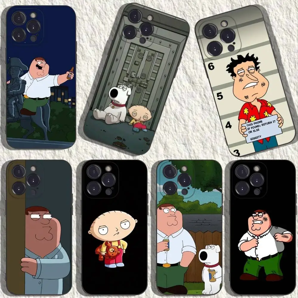 

F-Family Cute G-Guys Phone Case For iPhone 16,15,14,13,12,11 Plus,Pro Max,XS,X,XR,SE,Mini,8,7,Soft Silicone Black Cover