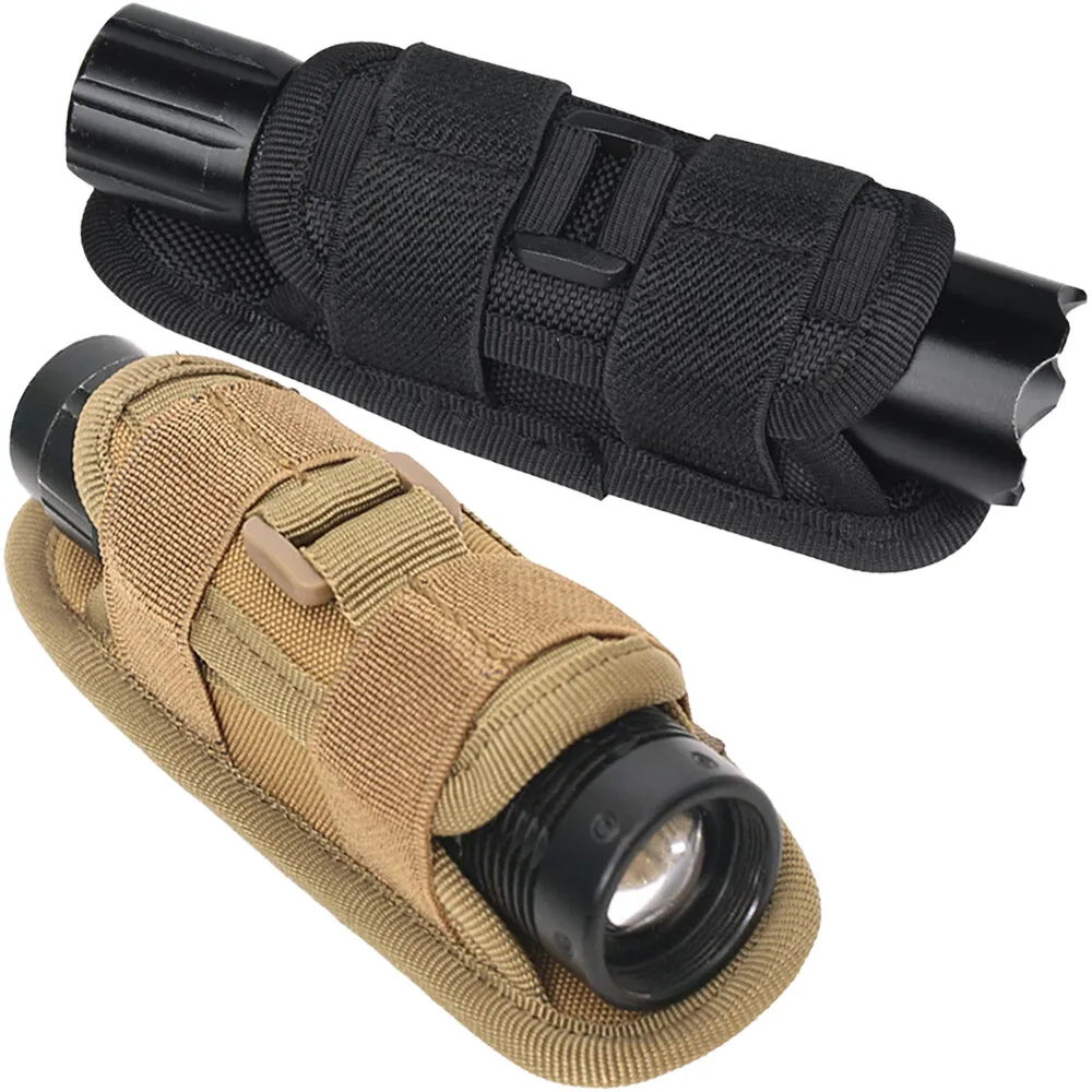 

Tactical Flashlight Holster Duty Belt Flashlight Holder with 360 Degree Rotatable Carabiner Reel Clip