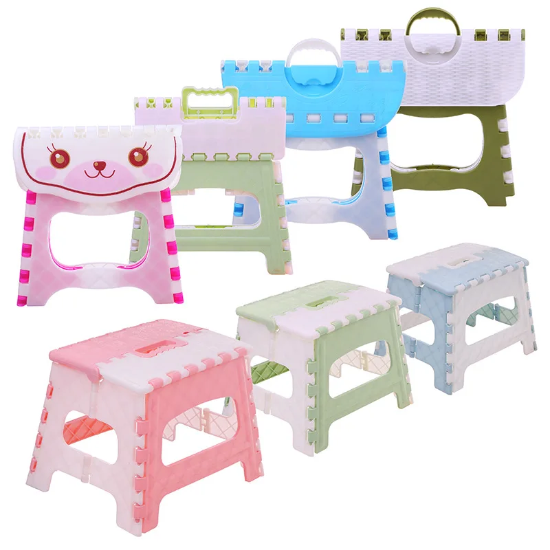 Grand tabouret pliant portable en plastique pour enfants, tabouret de dessin animé, pêche en plein air