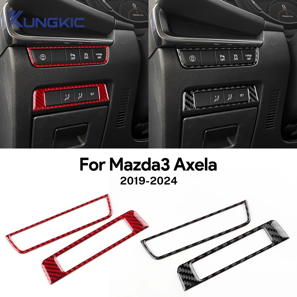 For Mazda 3 Axela BP 2019 2020 2021 2022 2023 2024 2025 Real Soft Carbon Fiber Sticker Car Start Stop Switch Button Accessories
