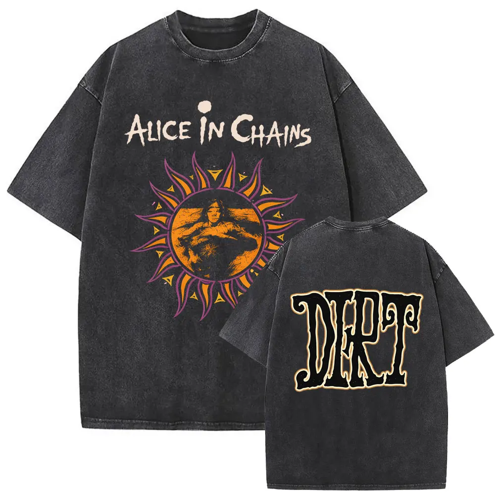 

Washed Vintage Rock Band Alice in Chains Dirt Merch T-shirts Men Women 90s Gothic Punk Pop Music T Shirts Male Oversized T-shirt