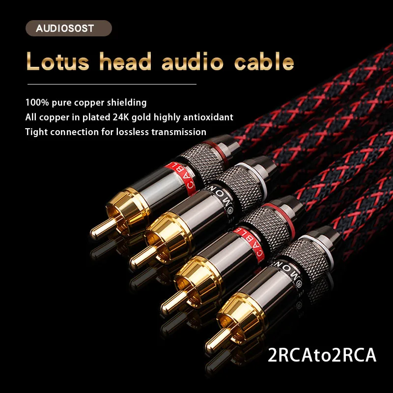 Canare 1 pair RCA audio cable 2 RCA to 2 RCA Interconnect Cables HIFI Stereo 4N OFC Male to Male For Amplifier DAC TV car audio