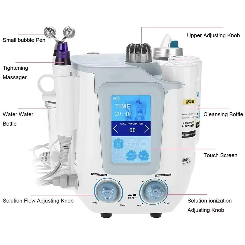 6 in 1 Hydrogen Oxygen Water Ultra-Micro Bubble Face Skin Spa Machine Skin Rejuvenation Anti Aging Firming Lifting Skin Care