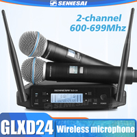 NEW! GLXD-24 Beta58 Professional Dual Wireless Microphone karaoke Home System Stage Performances UHF Dynamic 2 Channel Handheld