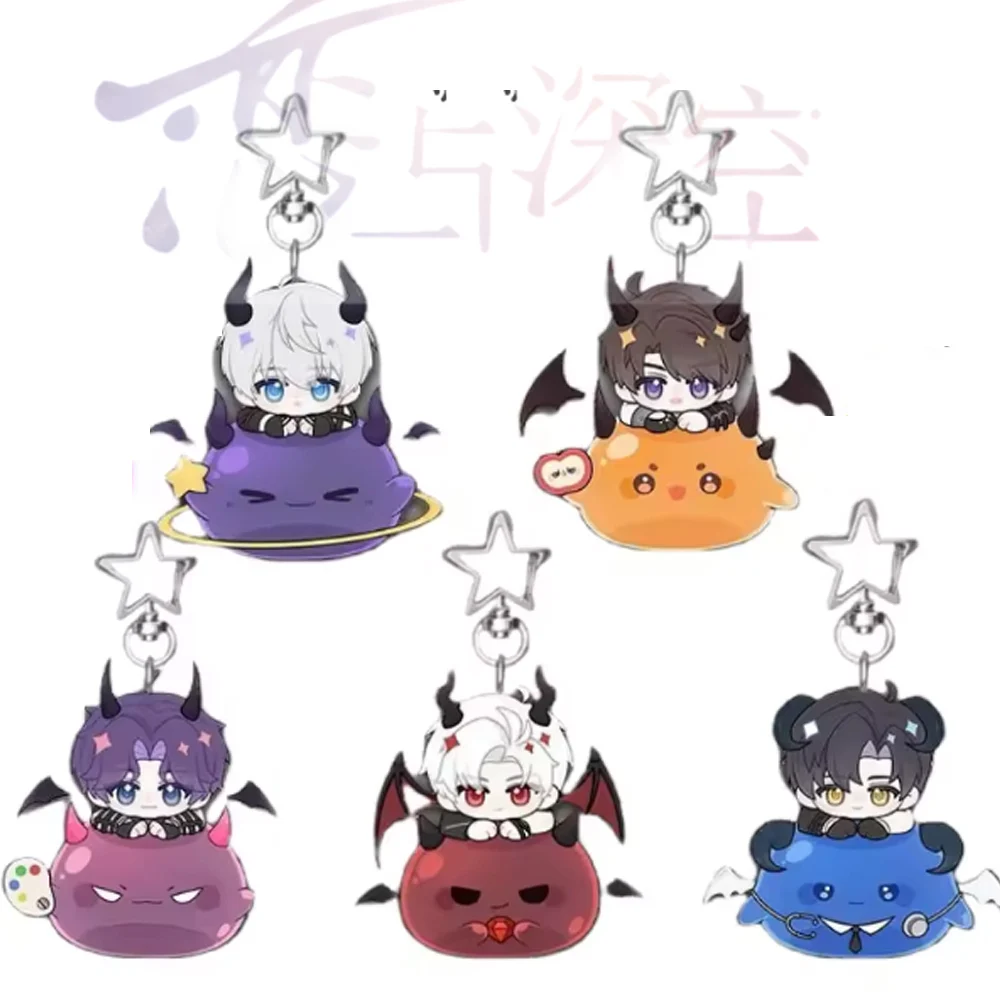 Love and Deepspace Alien Demon Series Keychains Caleb Zayne Xavier Sylus Rafayel Secondary Cartoon Keychain Backpack Hanging Toy