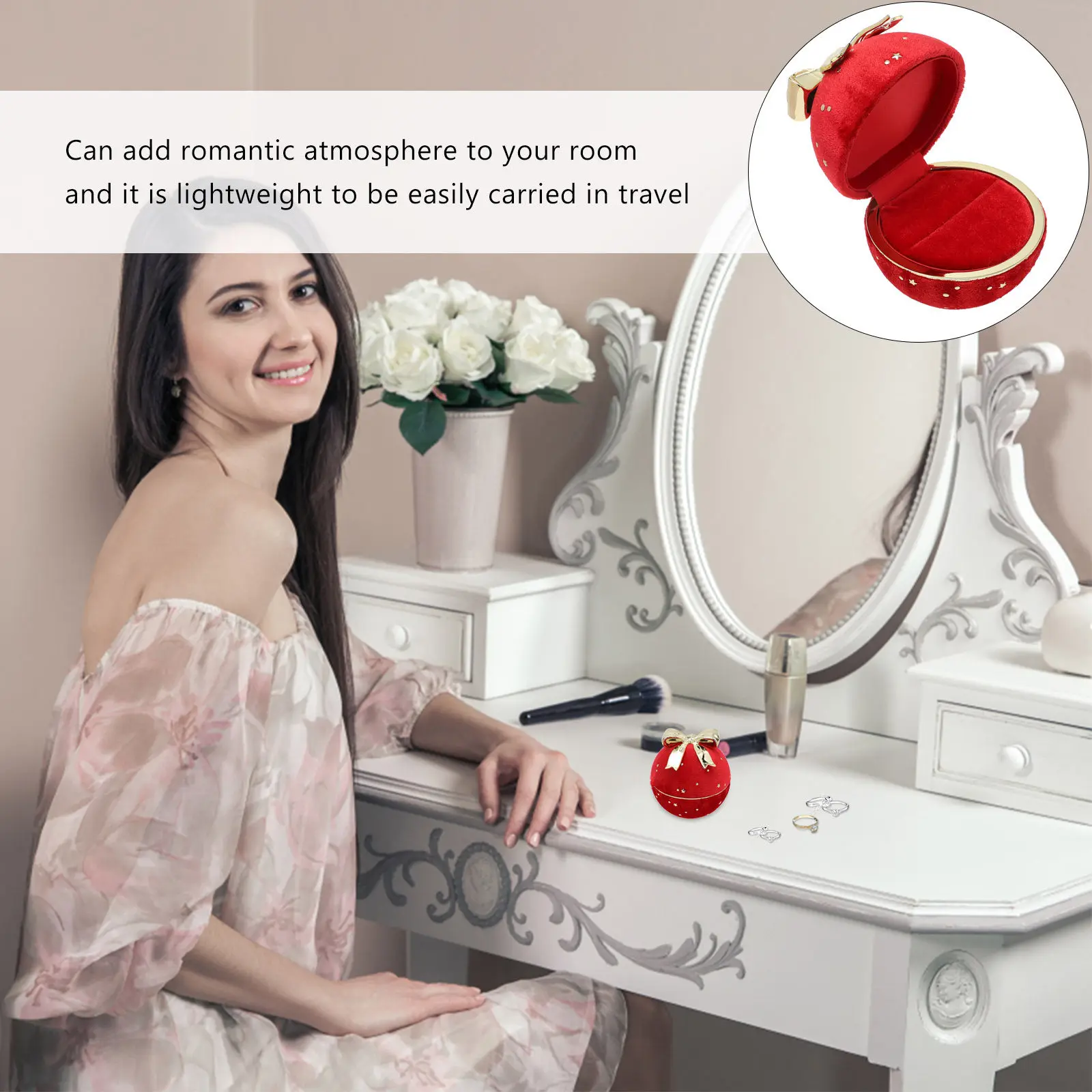 

Jewelry Box Wedding Keepsake Case For Ring Earrings Necklace Storage Corduroy Lined Lightweight Travel Proposal Gift