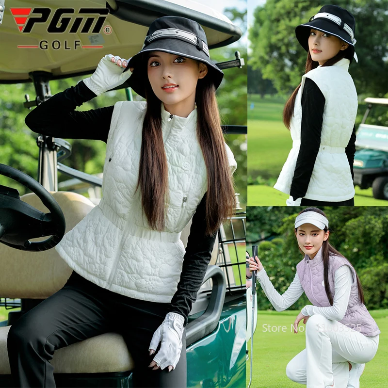 2025 Pgm Golf Women's Clothing Zipper Stand Up Collar Vest Ladies Warm Down Sleeveless Golf Jacket Thicken Casual Waistcoat
