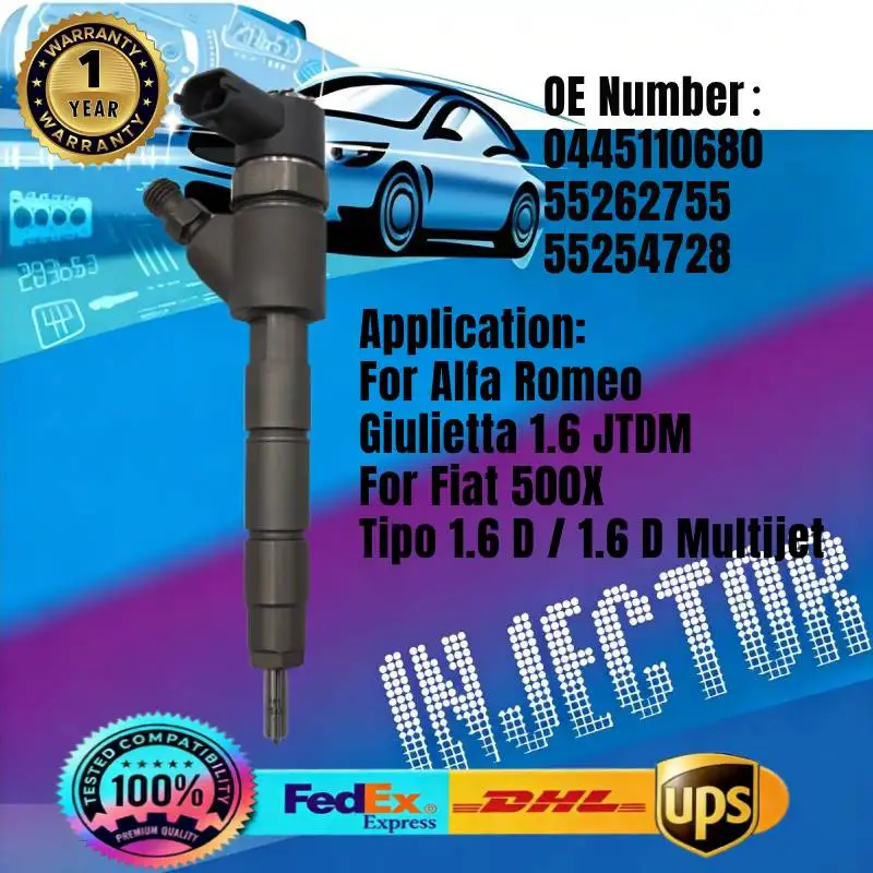 

0445110680 55254728 55262755 Common Rail Fuel Injector for Alfa Romeo Giulietta 1.6 JTDM For Fiat 500X