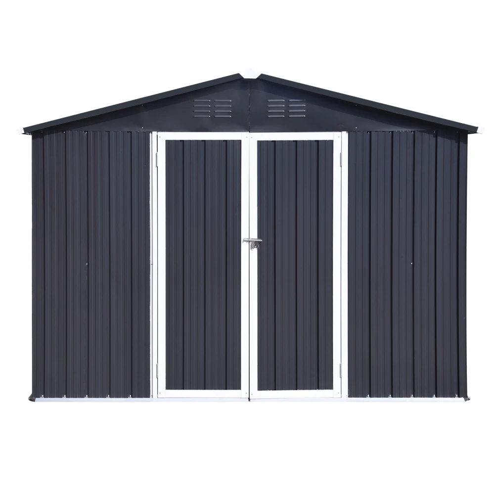 Imagem -05 - Metal Outdoor Garden Storage Shed com Porta Bloqueável Bike Shed para Quintal Pátio Gramado Casa 10ftx8ft