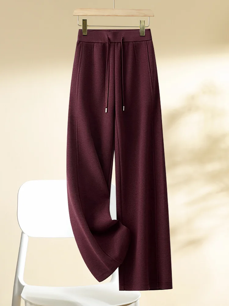

Ankola Red Wool Pants for Women, and Winter Loose Pants, Winter Woolen Straight-Leg Pants, Sweatpants