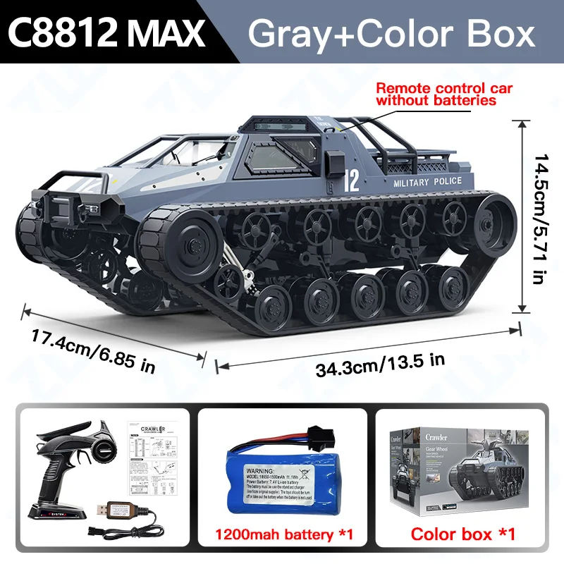C8812/ C8812 MAX LED Light Full Scale Tracked Tank Simulation