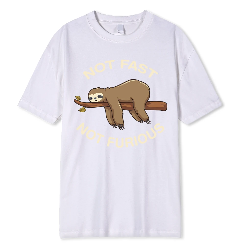 Not Fast Not Furious Sloth Sleeps Hanging From Branches T-Shirt Men Fashion Cotton Tee Clothes Soft T-Shirts Hip Hop Casual Tops