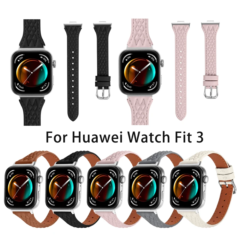 

Ремешок кожаный для мужских и женских часов Huawei Watch Fit 3, Т-образный сменный Браслет для смарт-часов, аксессуары для Huawei Fit 3