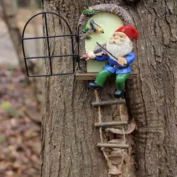 outdoor garden decorations dwarf resin crafts cartoon gnome statue With Ladder Garden Decor Ornament For Garden