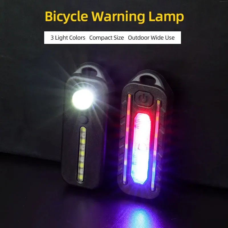 3 Colors in 1 Red Blue White Light Cycling Safety Warning Bicycle Outdoor Belt Bag Lamp 5 Modes 450mAH 6-10Hrs Type-C Charge