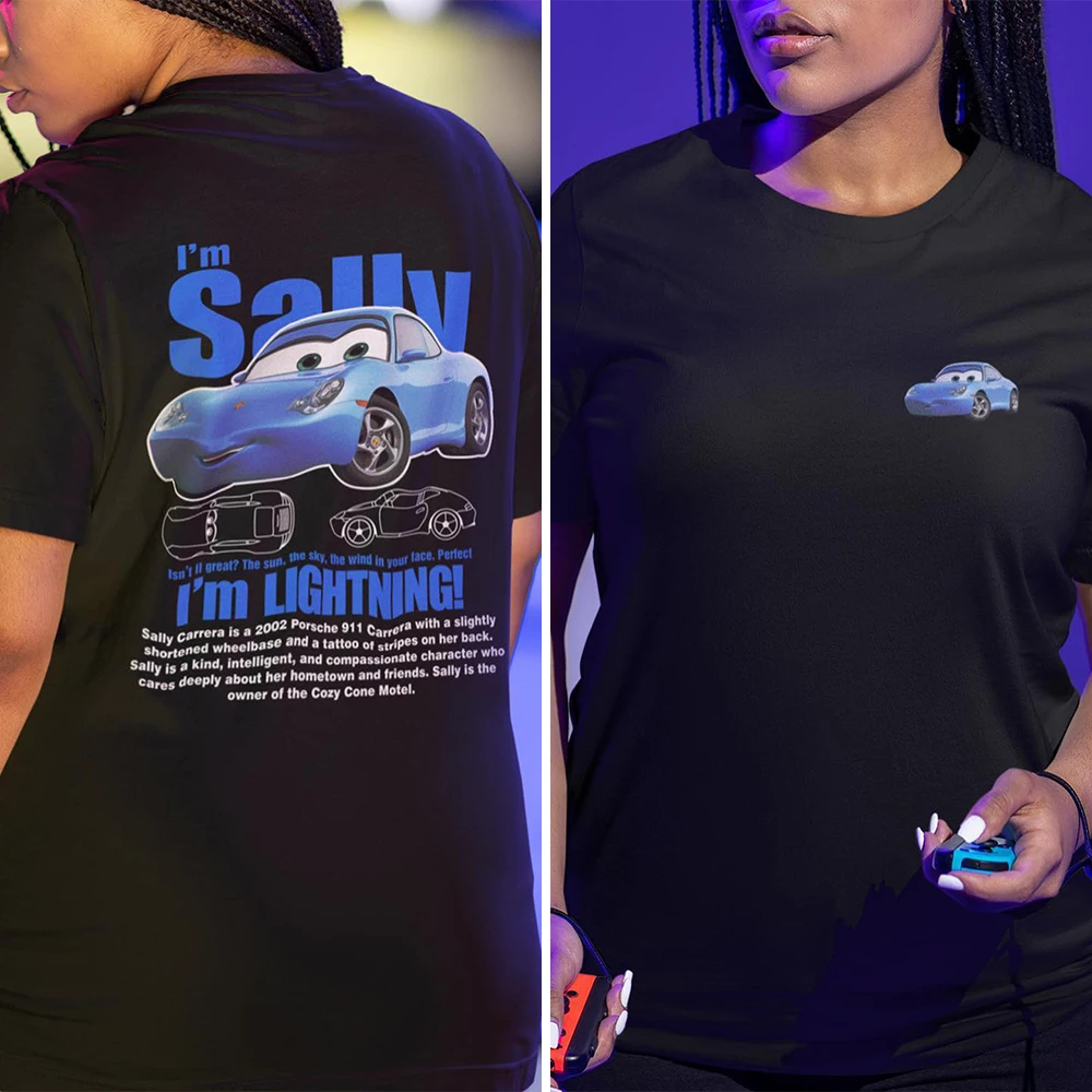 صيف جديد البرق ماكوين وسالي مطبوعة زوجين تي شيرت سالي وماكوين عادية لطيف المرأة تي شيرت عادية المحملة القمم