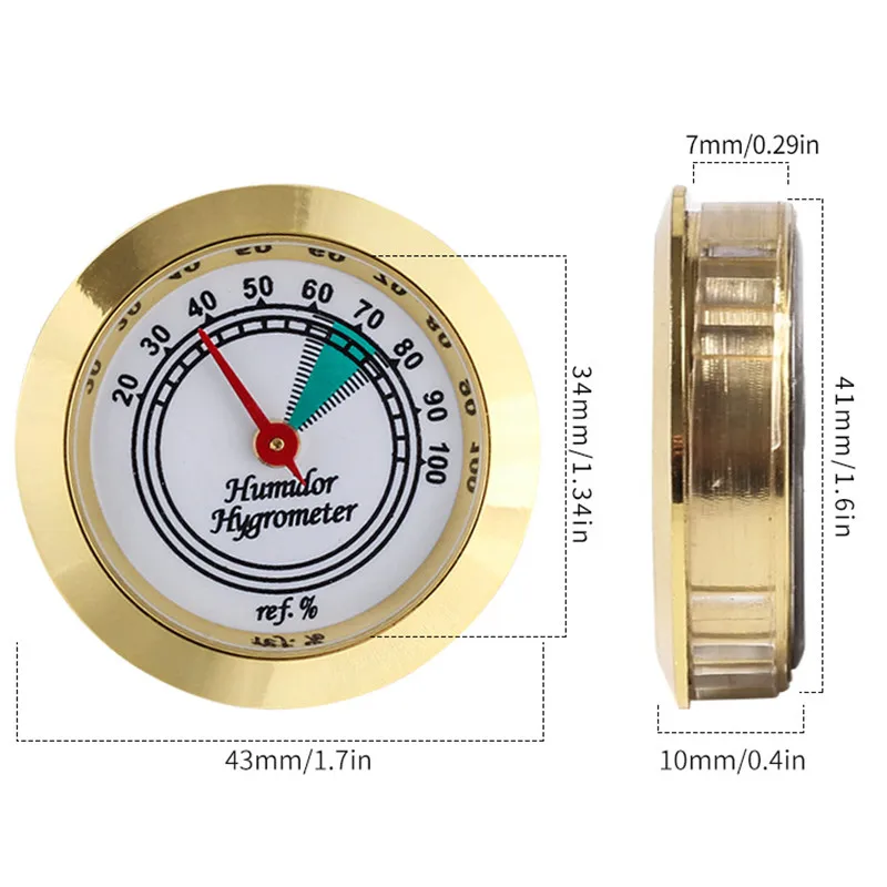 43MM Mini futerał na gitarę domową Higrometr do cygar Higrometr do cygar Precyzyjny miernik wilgotności Tytoniowa humidor