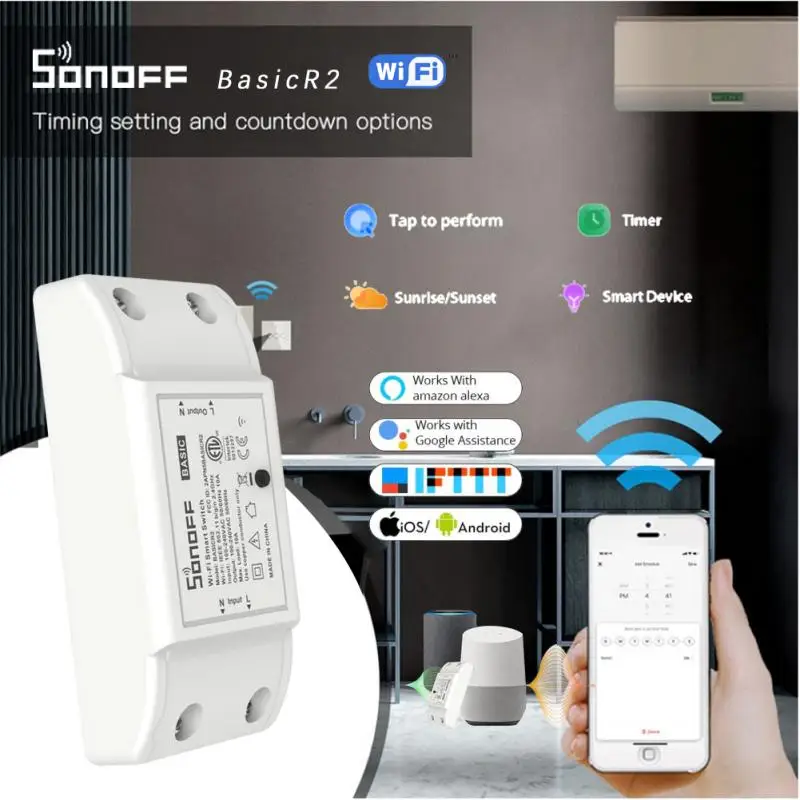 SONOFF Outlets BasicR2 Wifi Breaker Switch Smart Wireless Remote Controller DIY Wifi Light Switch Home Works With Google Alexa