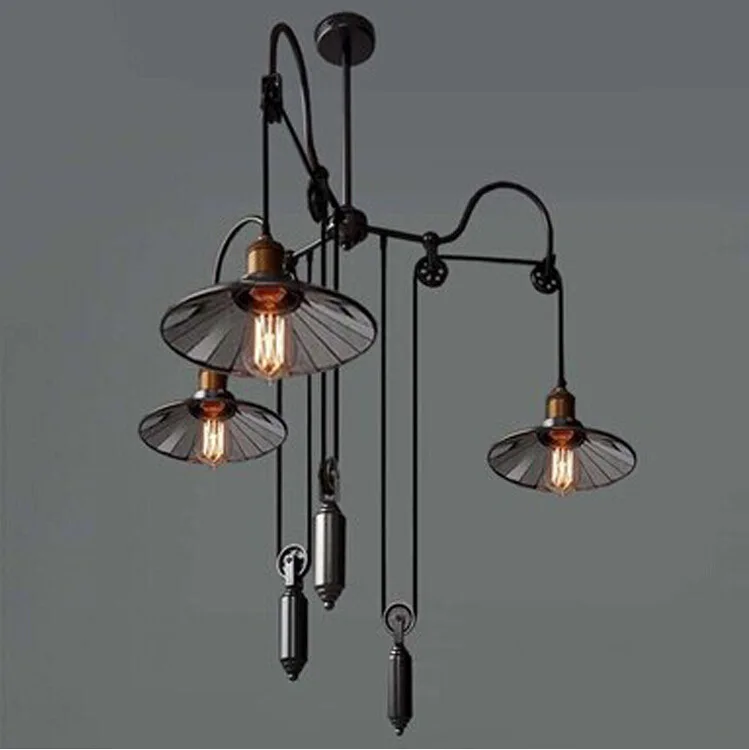 Loft vintage pendant lights Iron Pulley Lamp Bar Kitchen Home Decoration E27 Edison Light Fixtures Free Shipping