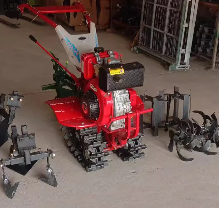 7/8/9 마력 디젤 엔진 이중 체인 트랙형 경운기 파워 틸러 로터리 틸러 소형 경운기 틸러 파워 틸러
