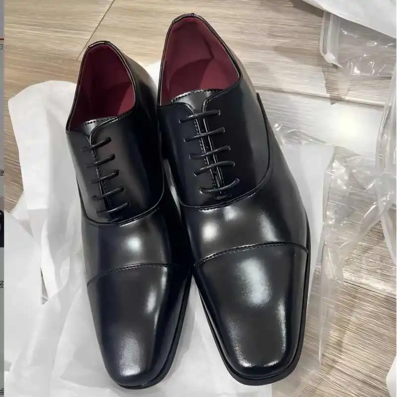 

New Business Leather Dress Shoes Men Office Shoes Men's Lace Up Wedding Oxford Shoes British Style Zapatos Para Hombre Size38 45