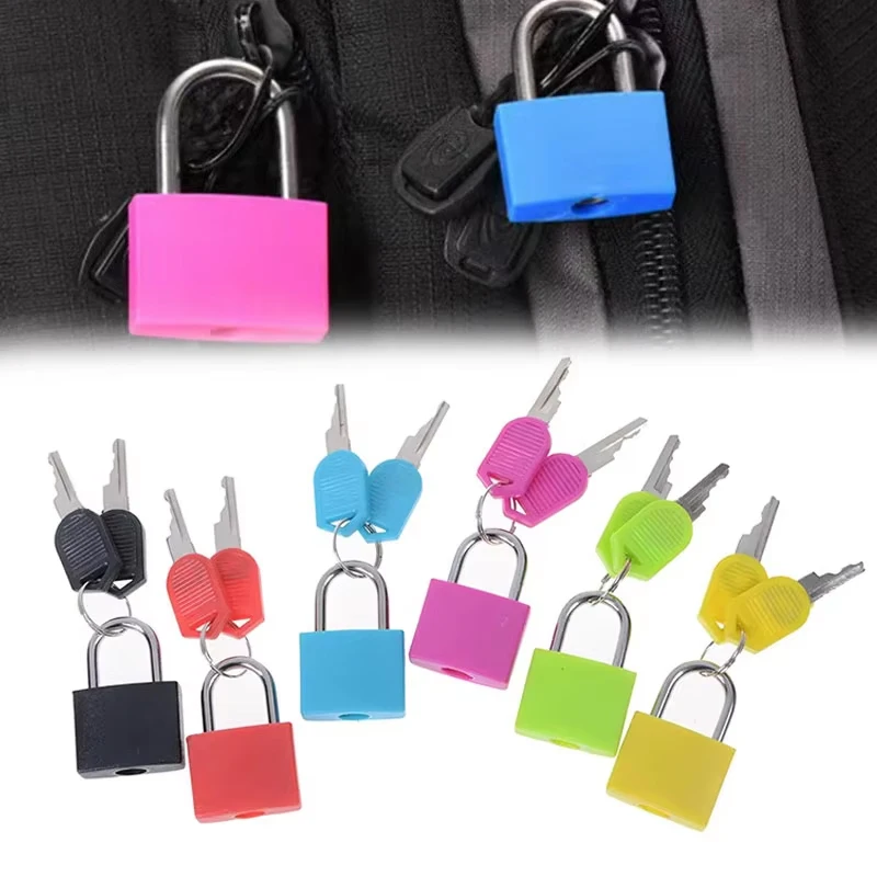 New 6 Colors Small Mini Strong Steel Padlock Travel Tiny Suitcase Anti-Theft Lock with 2 Keys