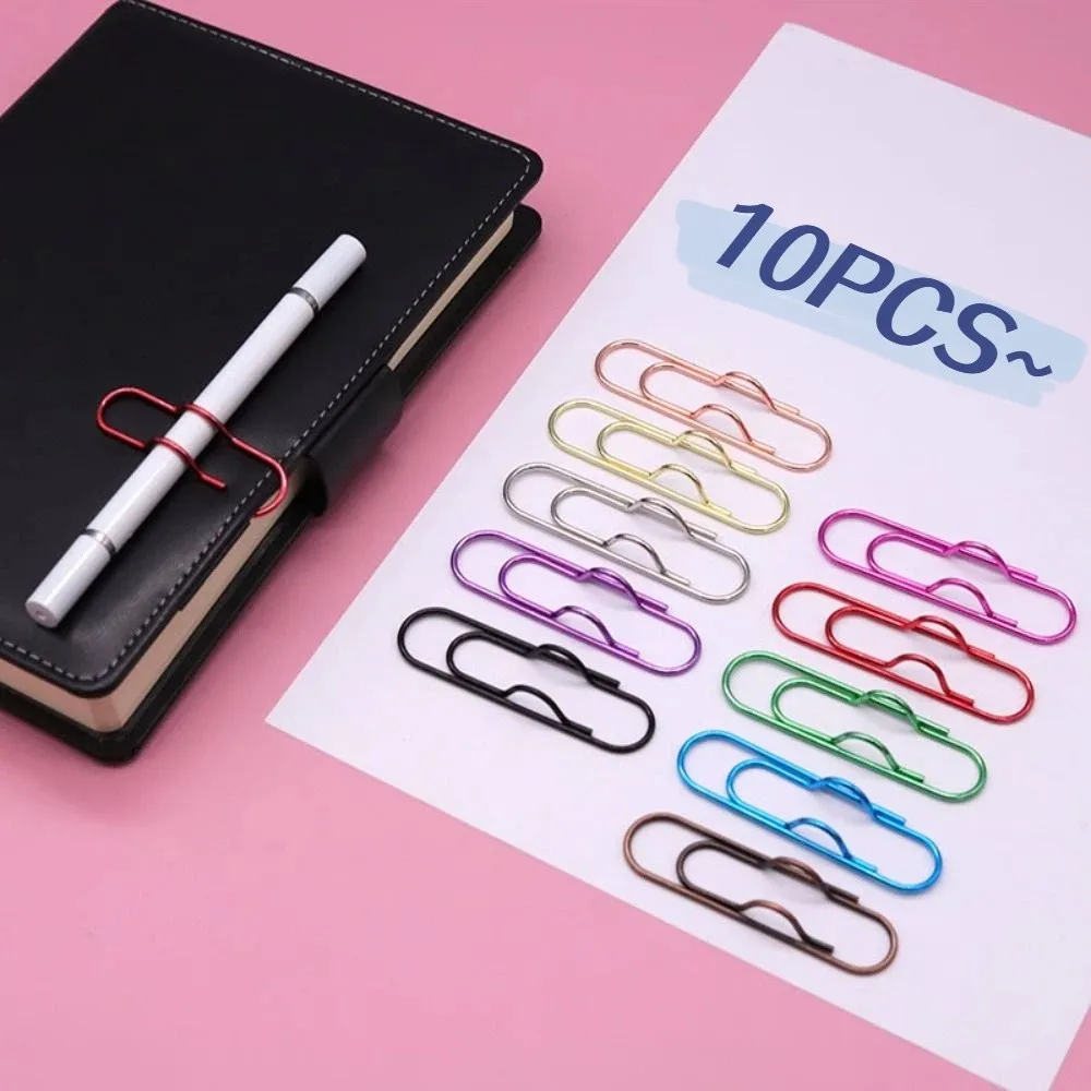 10pcs Office Colorful Pen Holder Paper Fix Clips Document Clips Paper Clips Ticket Clip Photo Memo Bookmarks Notebook