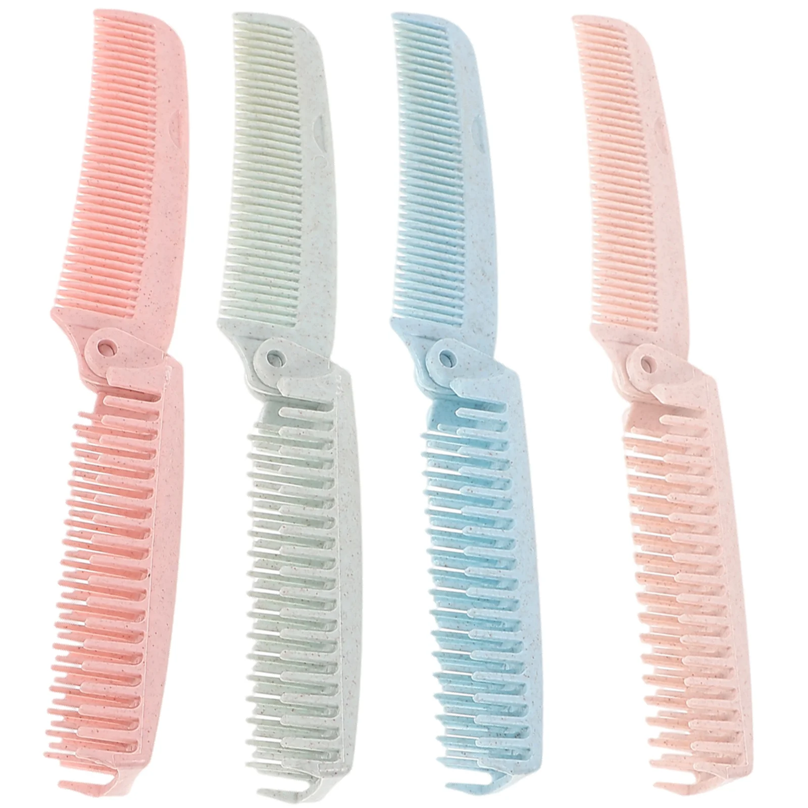 

4pcs Foldable Hair Comb Elastic Soft Travel Portable Double Headed Tooth Anti Static Unbreakable Plastic For Home Salon Hotel