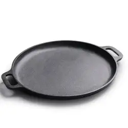 Cast Iron Skillet Pan Pancake Pizza Pan Thickened Oyster Raw Steak Pork Chicken Vegetables Cooking Pot Kitchen Outdoor BBQ Grill