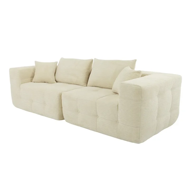 Fabric Square Upholstered Compressed Sofa Vacuum Pack High Density Sponge Wear Resistant Easy Install Home Living Room Villa
