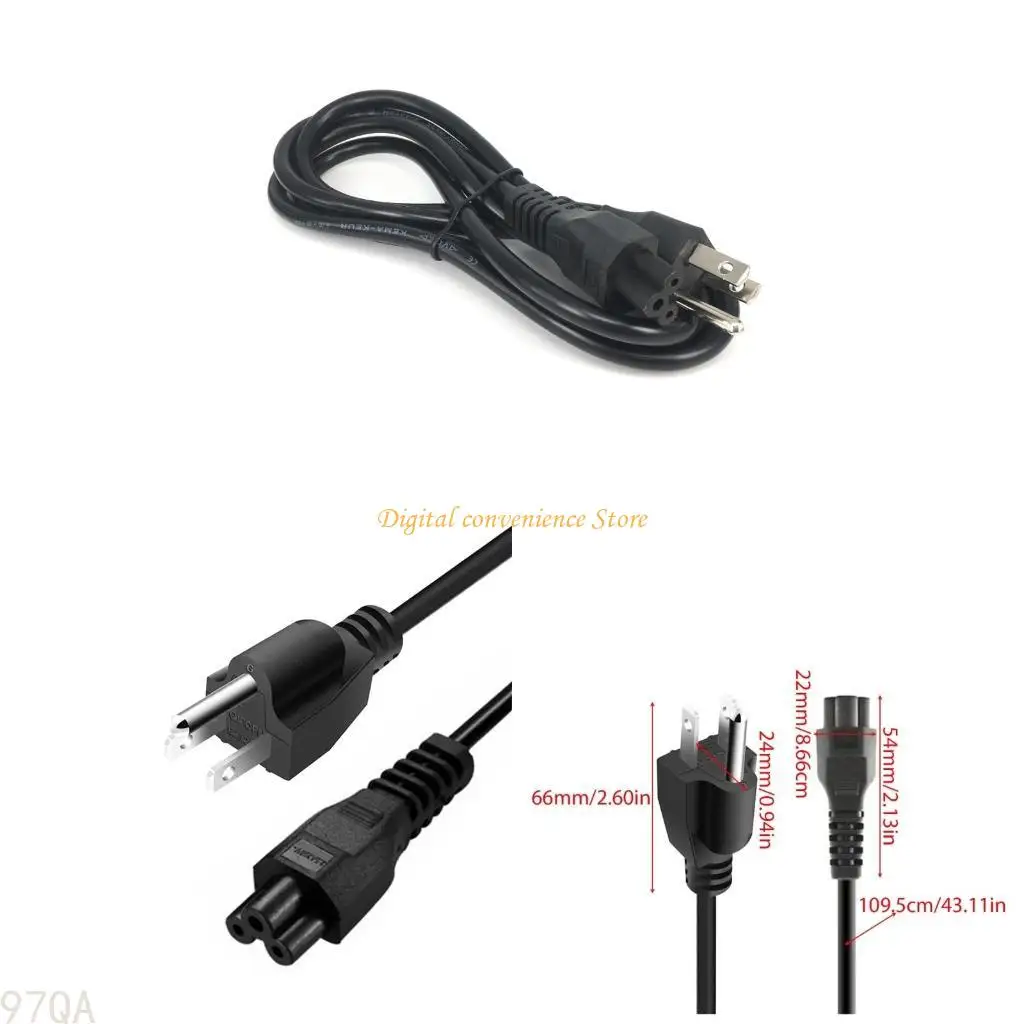 

97QA 1.2m 4ft Power Cord for Laptop Notebook with 3Pin Prong Plug Connector Power Charging Adapter Cable
