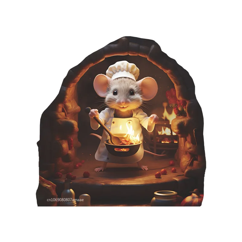 3D الطبخ ماوس ملصقات جدار لطيف الكرتون الحيوان نمط شارات الفينيل غرفة المعيشة غرفة نوم الحمام مكتب ديكور المنزل