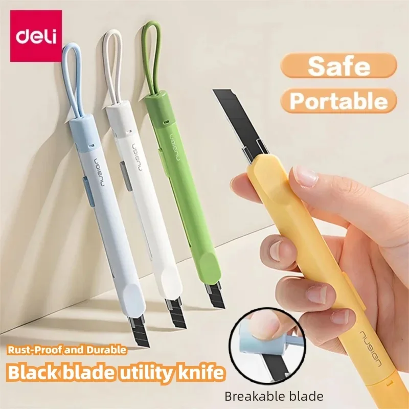 Deli Multipurpose Utility Knife with Retractable Blade Portable Anti-sticking Paper Box Cutter Letter Opener for Home Office Use