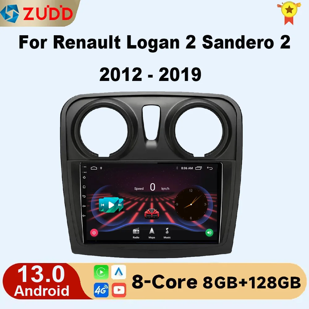 

Android 13 Car Radio Multimedia Player for Renault Logan 2 Sandero 2 2012 - 2019 2 Din GPS Carplay Stereo DVD Head Unit