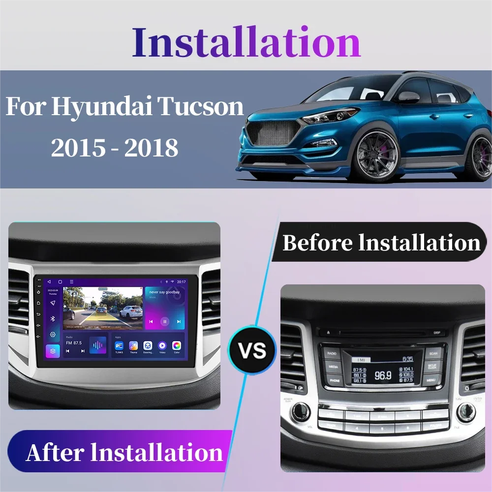 Android 14 For Hyundai Tucson 3 2015 - 2018 Car Radio Multimedia Player Navigation GPS Carplay Touch Screen Auto Stereo DSP
