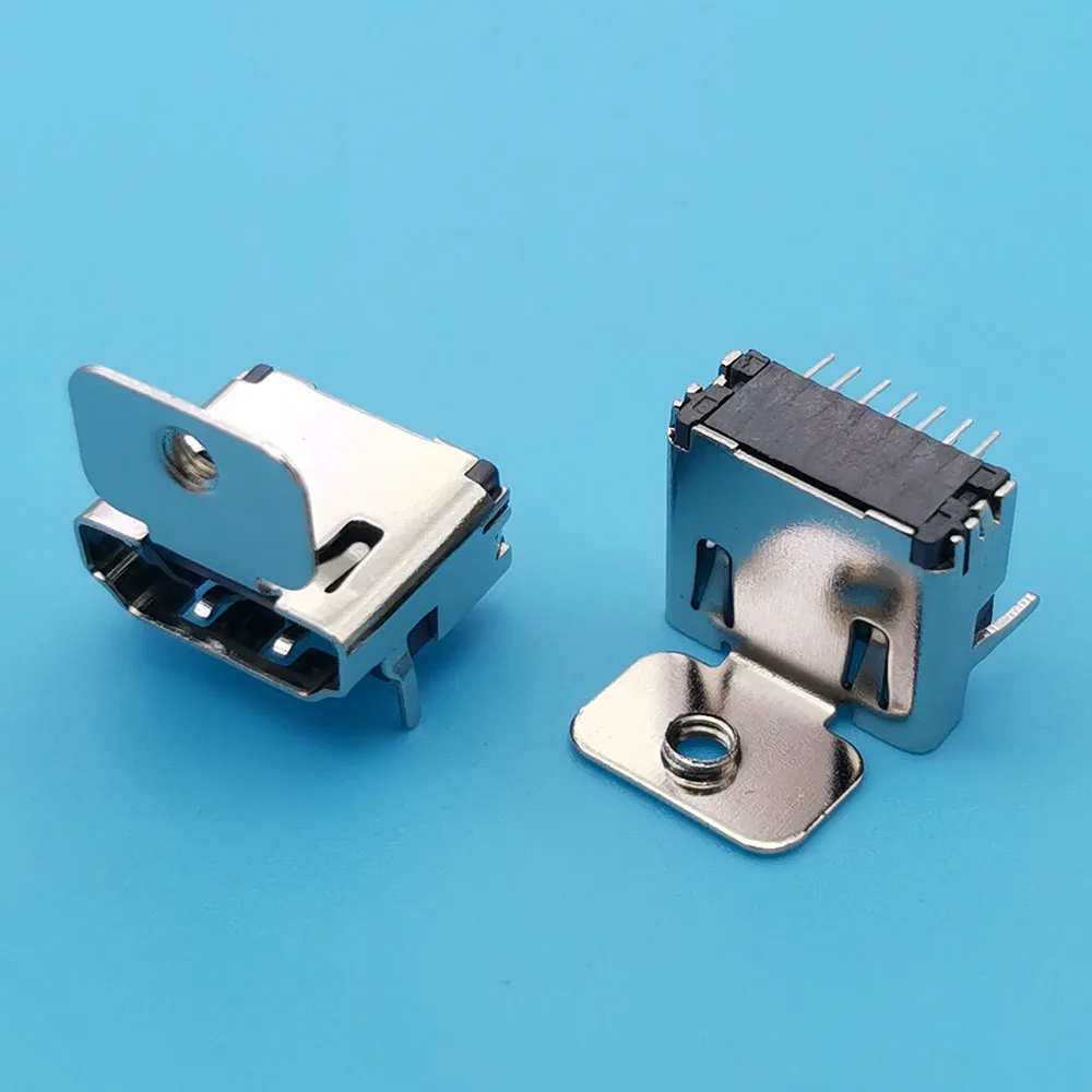 5pcs 19P HD Interface Connector 19 Pin SMD DIP Female Plug Socket PCB Port With Mounting Ear HDMI - compatible