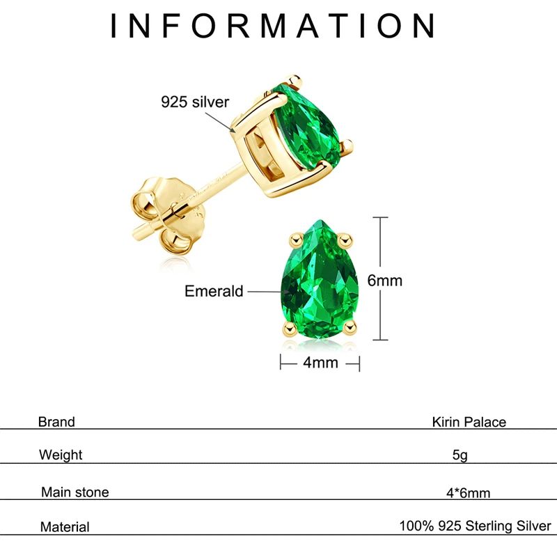 Diaspore Gemstone Stud Earrings for Women 925 Sterling Silver Tanzanite Emerald Plated 18K Yellow Gold Earring Fine Jewelry Gift