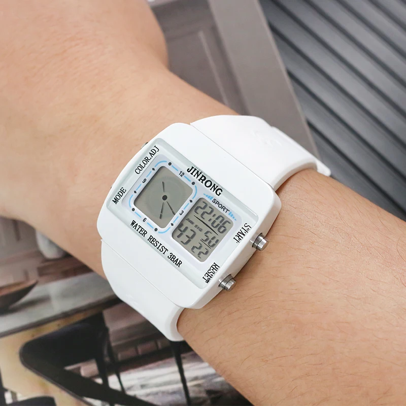 듀얼 디스플레이 남성 및 여성 스포츠 디지털 손목 시계, 방수 30M, 전자 구동 다기능 야외 시계