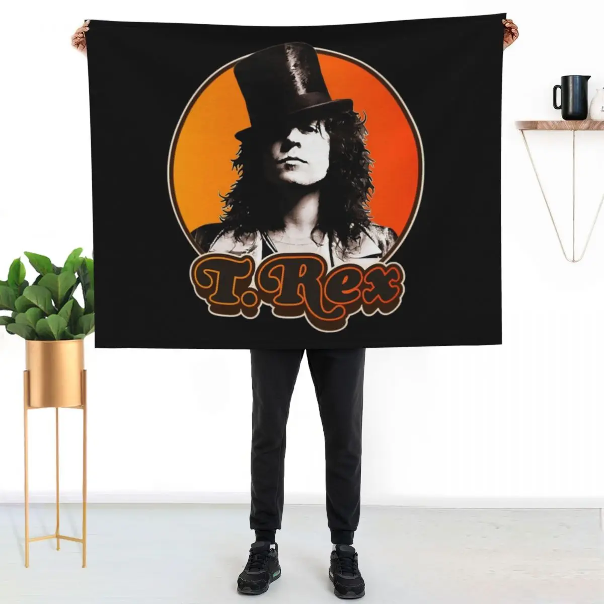 Retro T Rex Marc Bolan Tribute \t Throw Blanket Cute Plaid christmas gifts Bed covers Flannel Fabric blankets ands Blankets