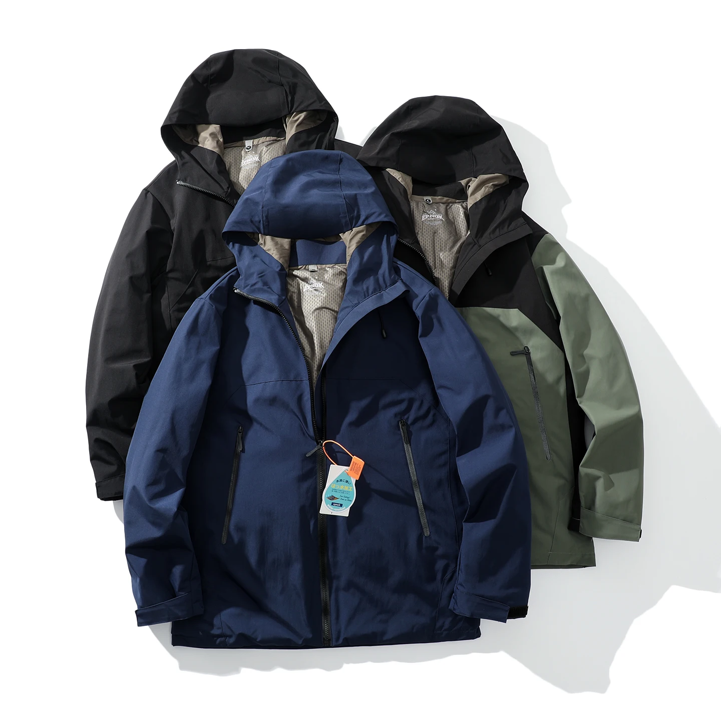 

Двусторонняя ветрозащитная куртка с воротником-стойкой, мужская, модная, городская, с длинными рукавами, с капюшоном, однотонная, повседневная верхняя одежда