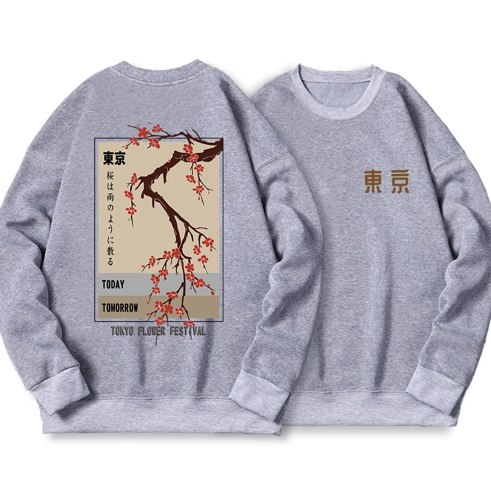 Today Tomorrow Tokyo Flower Festival Sudadera con capucha para mujer Sudadera con capucha holgada Otoño Sudadera con cuello redondo Sudadera con capucha informal holgada Gráfico Y2k