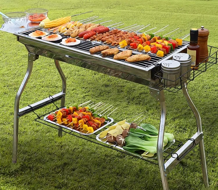 Automatic Barbecue Flip Shelf Adjustable Width Tumble Skewer Grill Charcoal Stove Charcoal Smoked Grill Rack Foldable