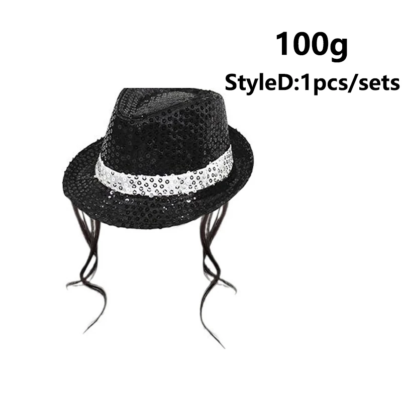 Disco Stage Performance Sequin Hat Tie Glove Set Michael Jackson Cosplay Style Sparkly Costume For Dance Party Halloween Gift