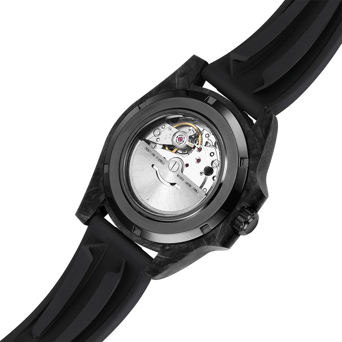 TIME TOKEN Carbon Fiber Dive Watch Men Automatic Mechanical 200M Waterproof Super Green Luminous Rubber Strap Gift Box Set T588