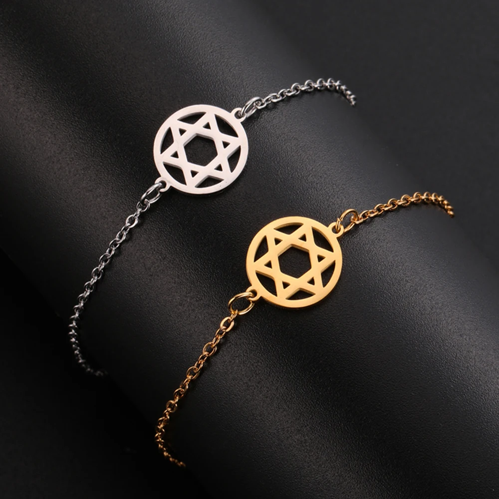 My Shape Jewish Star Of David Bracelets for Women Men Stainless Steel Hexagram Star Pendent Judaism Bracelets Jewish Jewelry