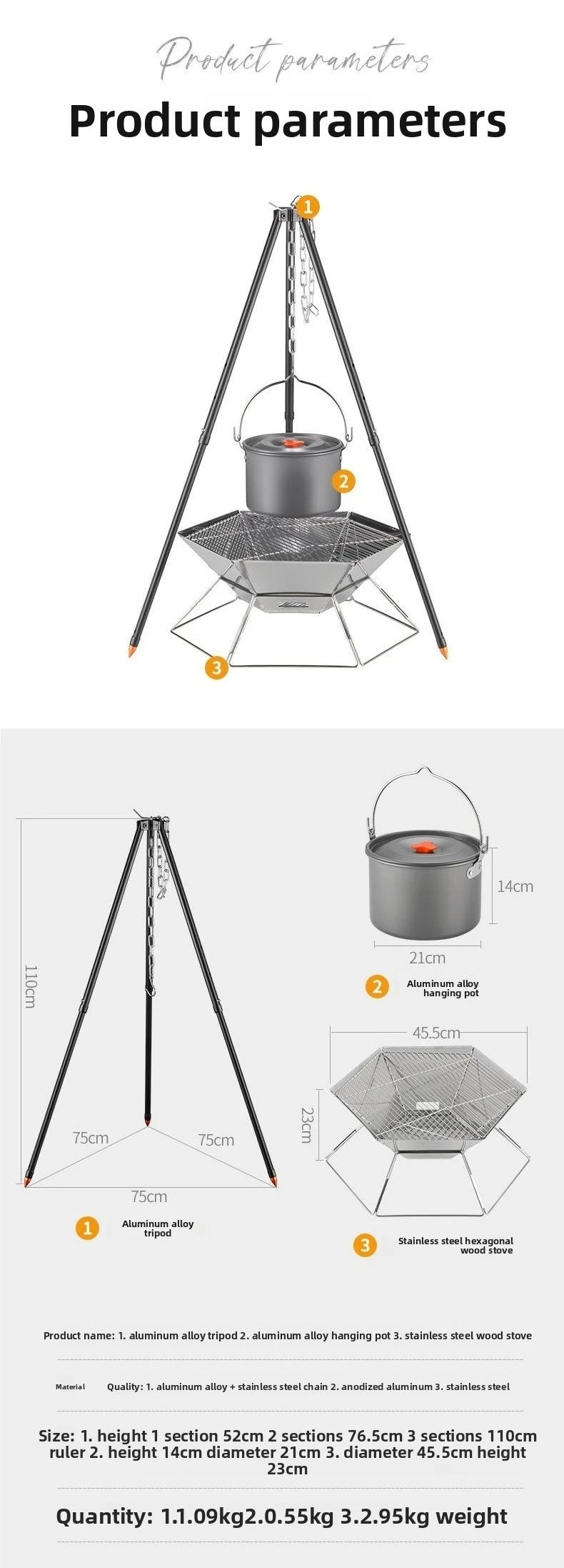 Outdoor camping hangende pot beugel statief draagbare brander statief camping picknick